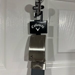 Callaway Dual-Tone Belt with Black Strap and Silver Buckle